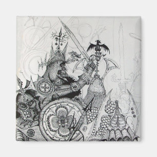 GOTHISCHE KRIEGER, Barbarische Ritter, Fantasie Magnet