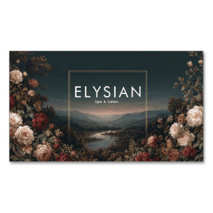 Gothische melancholische Rosenflusslandschaft Gold Magnetische Visitenkarte