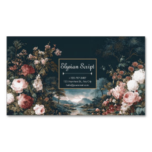 Gothische melancholische Rosenflusslandschaft Gold Magnetische Visitenkarte