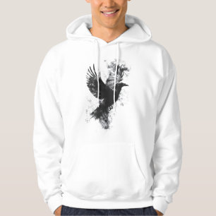 Gothische Raben-Illustration: Rauch und Federn Hoodie