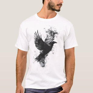 Gothische Raben-Illustration: Rauch und Federn T-Shirt
