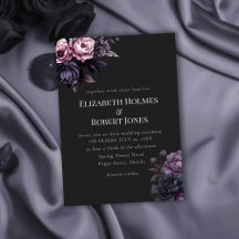 Gothische schwarze Blumenhochzeitseinladung