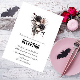 Gothische schwarze Rosen Totenköpfe Einladung