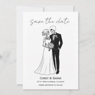 Gothische Skelett Halloween Save the Date Karten