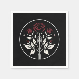 Gothische Skelett Rippen Rosen Schwarz Elegante Ho Serviette