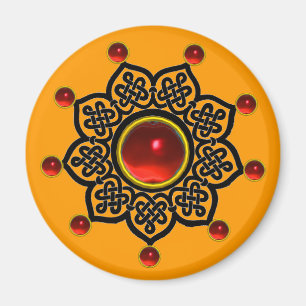 GOTHISCHE SONNE Roter Rubin-Edelstein,Gelb Magnet