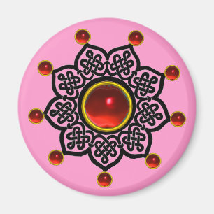 GOTHISCHE SONNE Roter Rubin-Edelstein Magnet