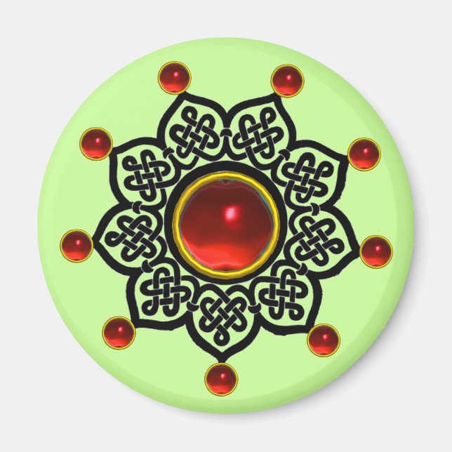 GOTHISCHE SONNE  Roter Rubin-Edelstein Magnet (Vorne)