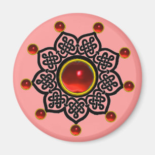 GOTHISCHE SONNE  Roter Rubin-Edelstein Magnet