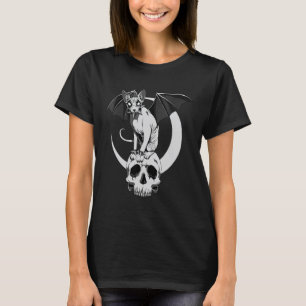 Gothische Sphynx-Katze Fledermaus Wicca Goth Toten T-Shirt