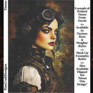 Gothische Steampunk-Frau, Industrielle EH9R-Dekoup Seidenpapier