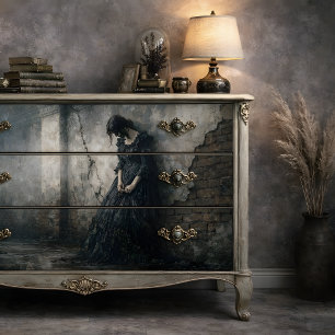 Gothische Trauernde Wanddecoupage Seidenpapier