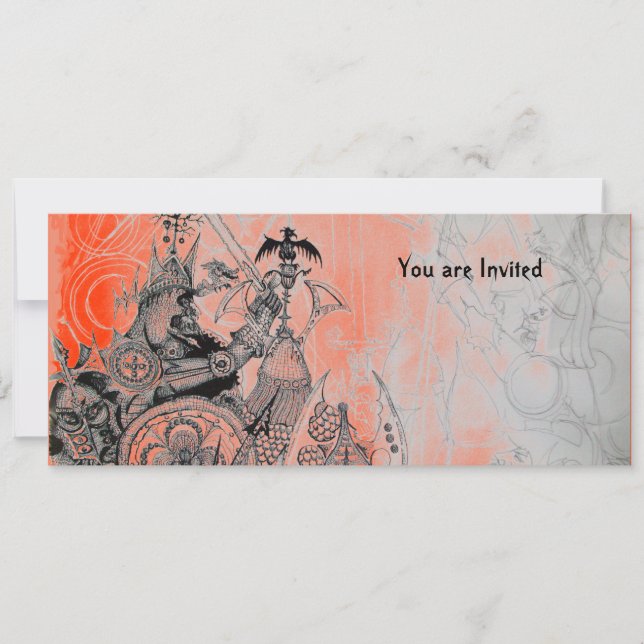 GOTHISCHE WARRIOREN , schwarz, weiß und rot Einladung (Vorderseite)