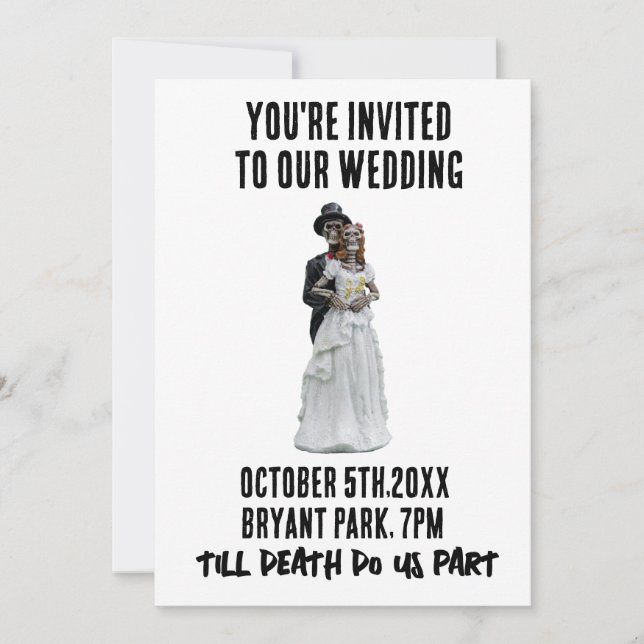 GOTHISCHE WEDDING SKELETONS CUSTOM EINLADUNGEN (Vorderseite)