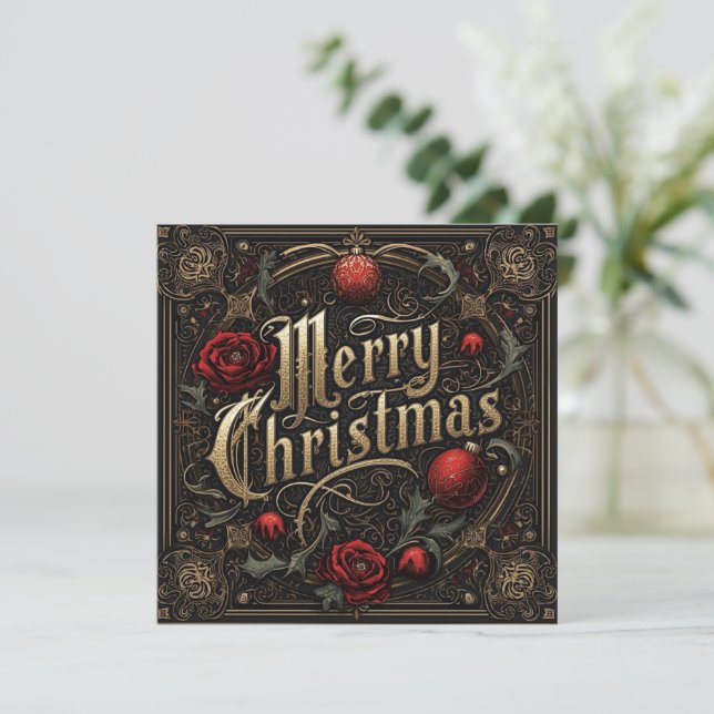 gothische Weihnachtskarte Karte (Stehend Vorderseite)
