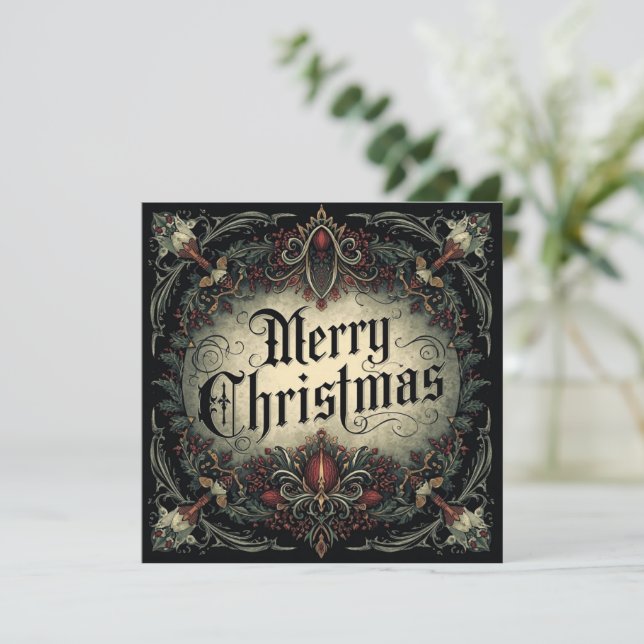 gothische Weihnachtskarte Karte (Stehend Vorderseite)