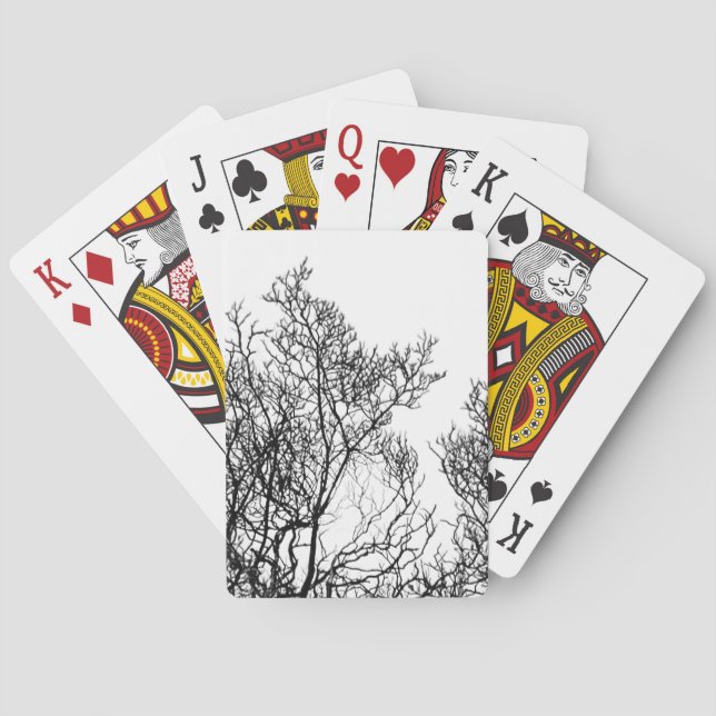 Gothischer Baum Schwarz und Weiß Spielkarten (Rückseite)