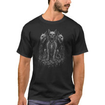 Gothischer dreiköpfiger Skelett-Hund Dark Fantasy