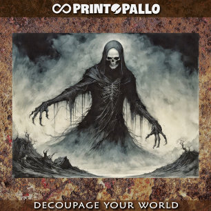 Gothischer Engel des Todes, der Soule erntet Seidenpapier