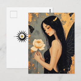 Gothischer Engel und Rose | In Kontakt bleiben Postkarte