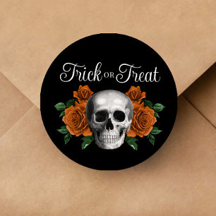 Gothischer floraler Totenkopf Trick Or Treat Hallo Runder Aufkleber