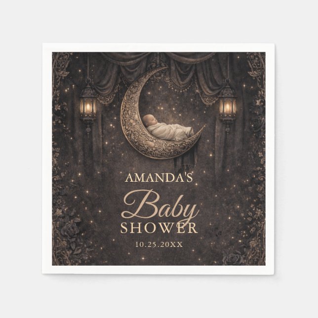 Gothischer Halbmond Sterne Baby Shower Serviette (Vorderseite)