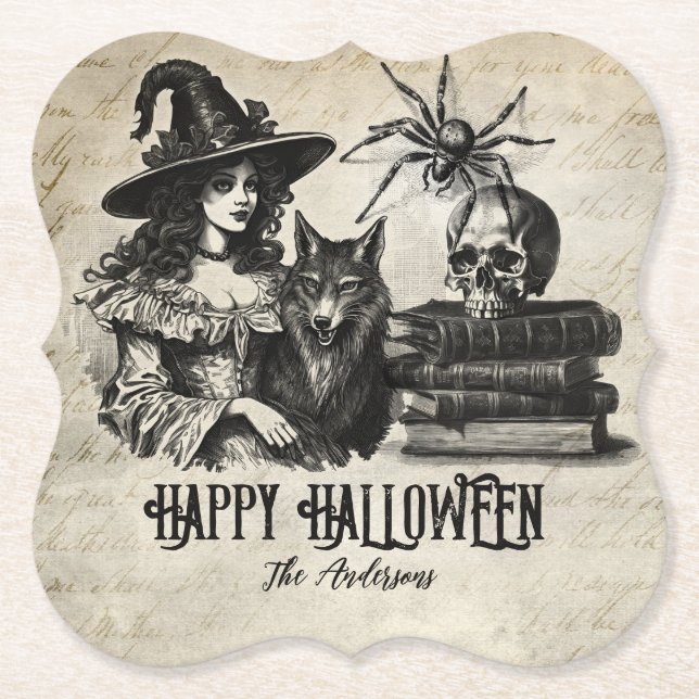 Gothischer Halloween-Schädelwolf Untersetzer (Vorderseite)