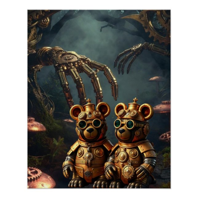 Gothischer mechanischer dunkler Wald Steampunk Gum Poster (Vorderseite)