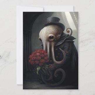 Gothischer Oktopus mit Zylinderhut Feiertagskarte