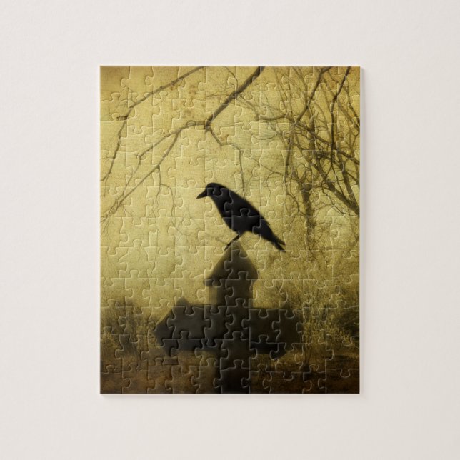Gothischer Rabe auf Kreuz Puzzle (Vertikal)