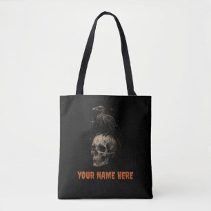 Gothischer Rabe auf Totenkopf-Vintage-Mysterium .