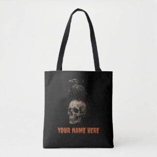 Gothischer Rabe auf Totenkopf-Vintage-Mysterium .