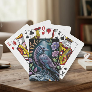 Gothischer Raben-Blumen-Dunkle-Akademia-Stil Spielkarten