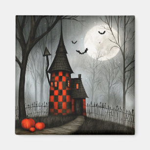 Gothischer Schachbrett-Halloween-Turm Magnet