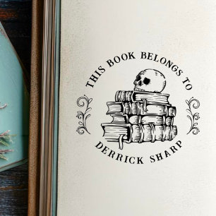 Gothischer Schädel in Büchern "Aus der Bibliothek" Permastempel