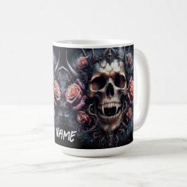 Gothischer Schädel mit Rose Kaffeetasse