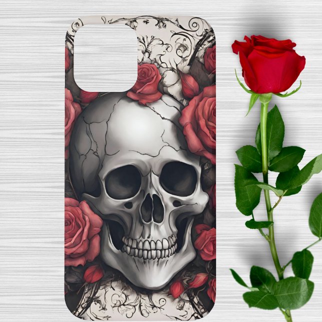 Gothischer Schädel mit Rote Rosen Case-Mate iPhone Hülle (Von Creator hochgeladen)