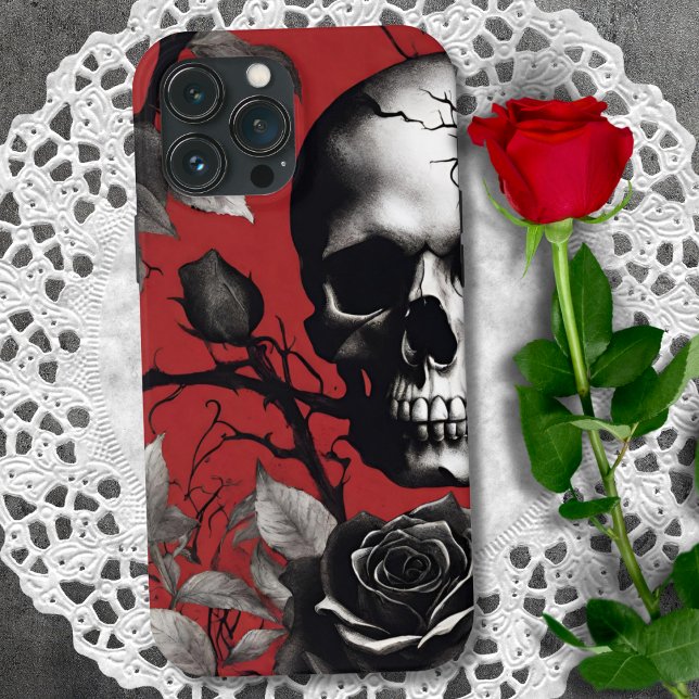 Gothischer Schädel mit schwarzer Rose Case-Mate iPhone Hülle (Von Creator hochgeladen)