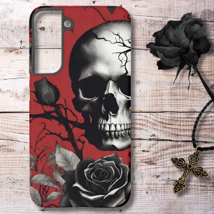 Gothischer Schädel mit schwarzer Rose Samsung Galaxy Hülle