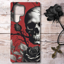 Gothischer Schädel mit schwarzer Rose