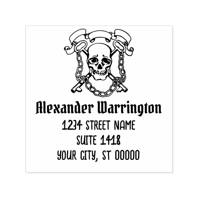 Gothischer Schädel, Schlüssel, Rücksendeadresse vo Permastempel (Design)