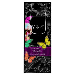 Gothischer Schädel und personalisierte Hochzeit Geschenktüte Für Weinflaschen