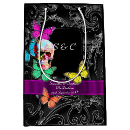 Gothischer Schädel und personalisierte Hochzeit Mittlere Geschenktüte