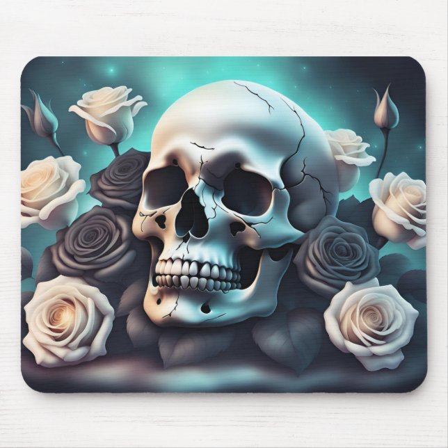 Gothischer Schädel und Rose-Mauspad Mousepad (Vorne)