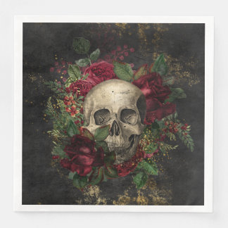 Gothischer Schädel und Rose Serviette