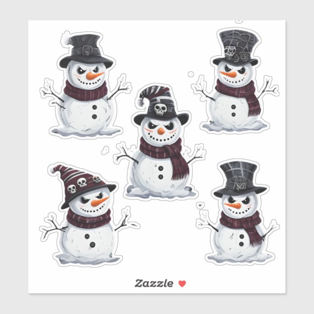 Gothischer Schneemann Aufkleber (Blatt)
