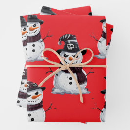 Gothischer Schneemann Geschenkpapier Set
