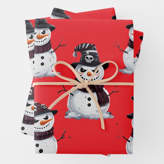 Gothischer Schneemann Geschenkpapier Set (Beispiel)