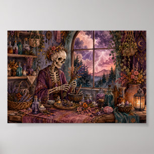 Gothischer Skelett-Kräuterkundler-Apotheker-Hexen- Poster