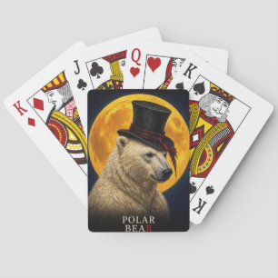 Gothischer Surrealismus mit Eisbär und Zylinder Spielkarten